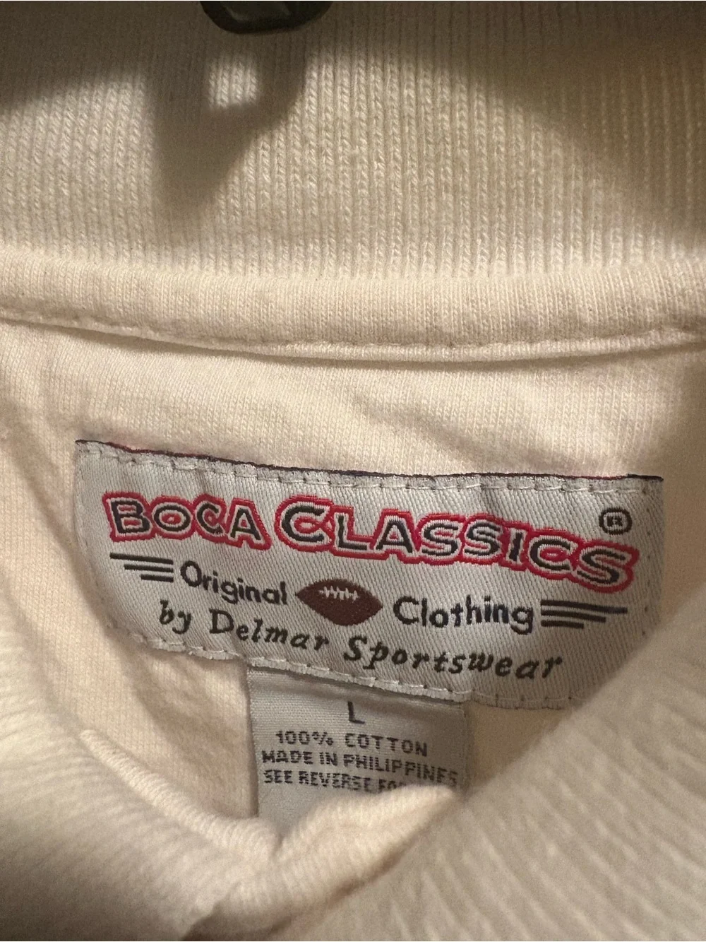 Florida State Seminoles stitched patch Vintage Men size Large White Polo Shirt